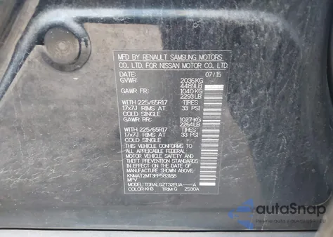 2015 Nissan Rogue Sv from USA, damaged, VIN KNMAT2MT3FP583188